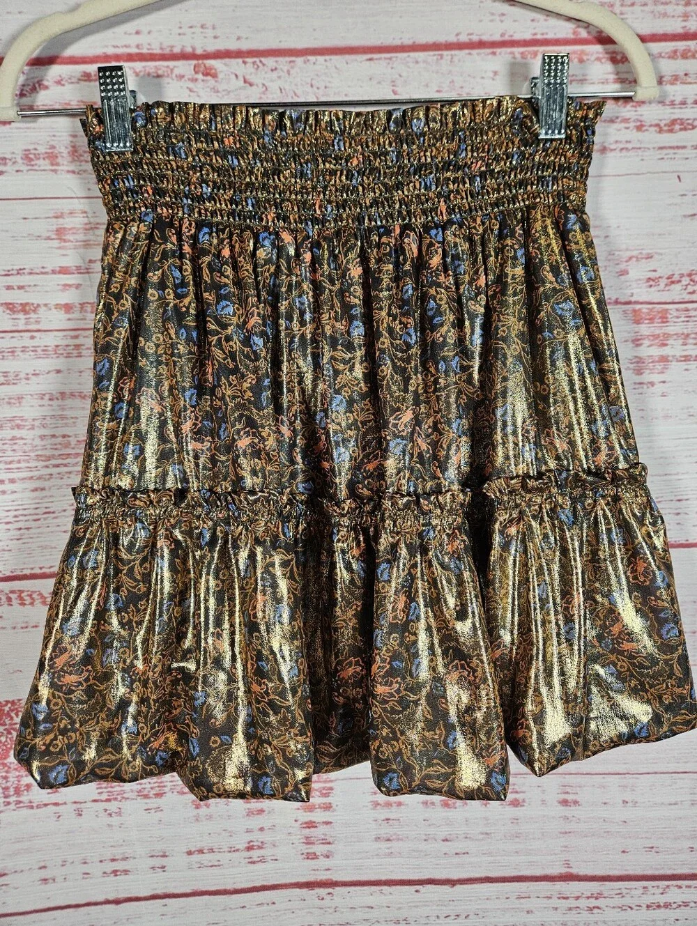 Free People Metallic Bubble Mini Skirt